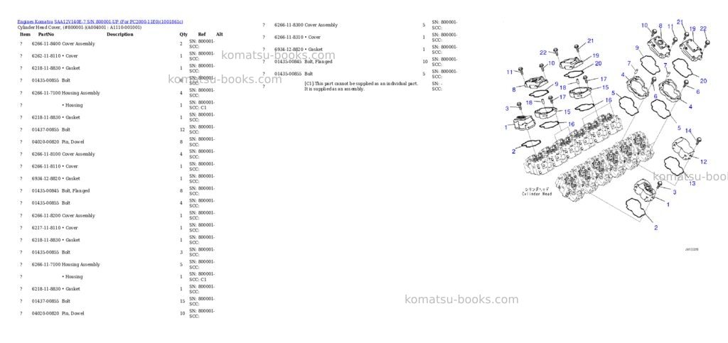 Komatsu SAA12V140E-7 S/N 800001-UP (For PC2000-11E0) Parts catalog cover Page 4 Komatsu SAA12V140E-7 S/N 800001-UP (For PC2000-11E0) Parts catalog cover Page 4