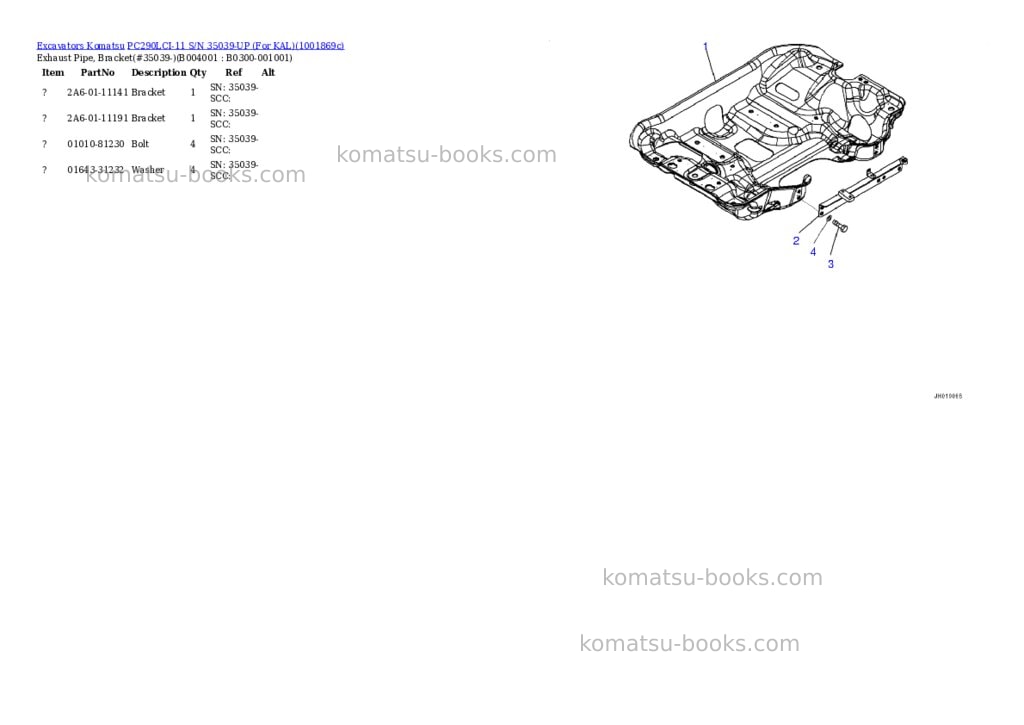 Komatsu PC290LCI-11 S/N 35039-UP (For KAL) Parts catalog cover Page 9