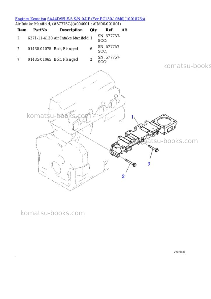 Komatsu SAA4D95LE-5 S/N 0-UP (For PC130-10M0) Parts catalog cover Page 3