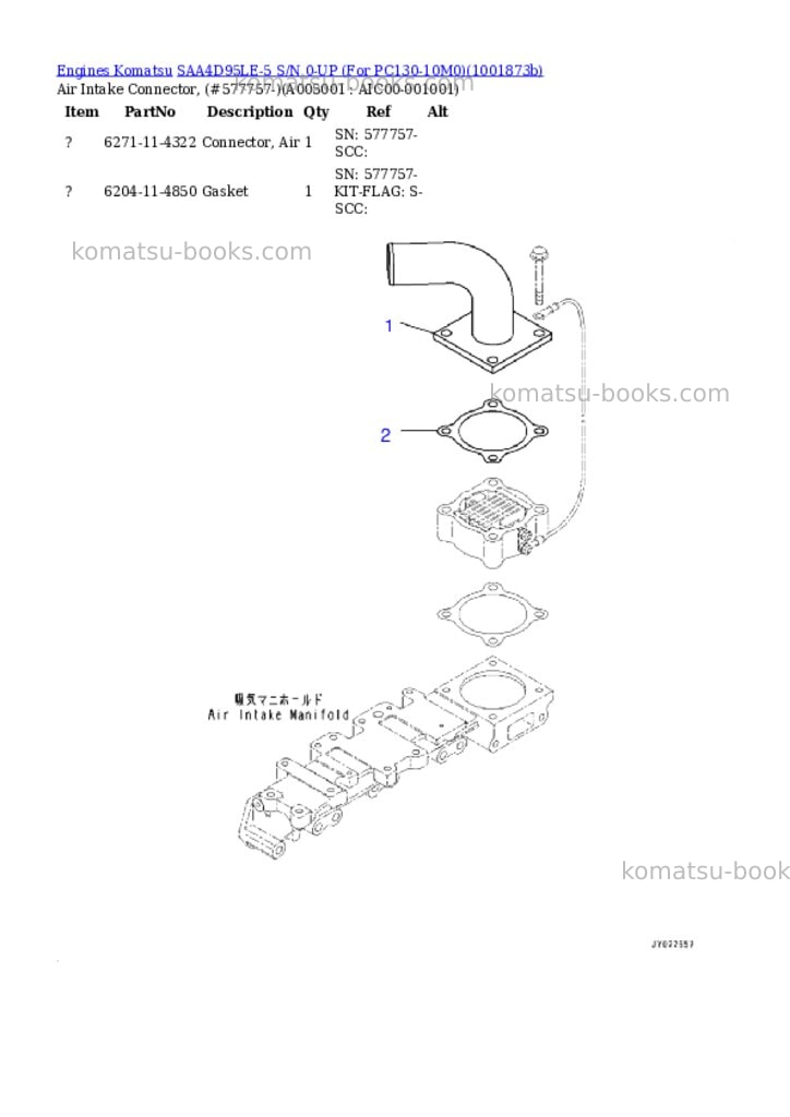 Komatsu SAA4D95LE-5 S/N 0-UP (For PC130-10M0) Parts catalog cover Page 4