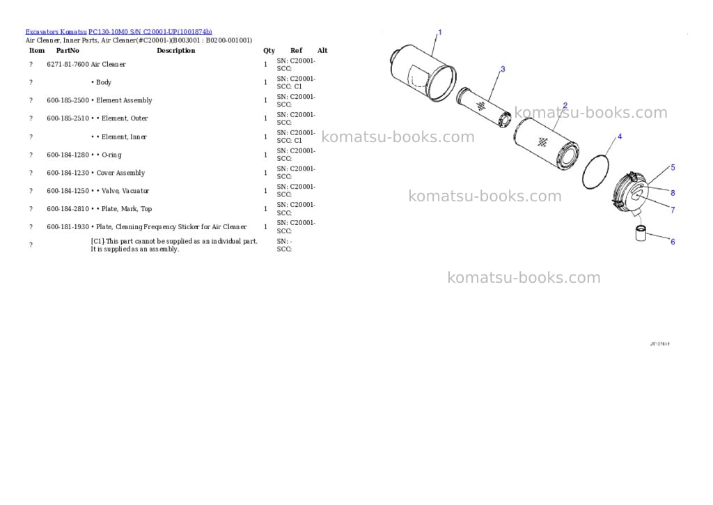 Komatsu PC130-10M0 S/N C20001-UP Parts catalog cover Page 3