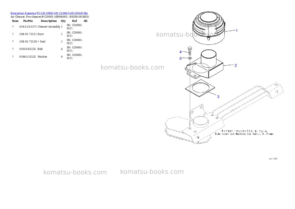 Komatsu PC130-10M0 S/N C20001-UP Parts catalog cover Page 7