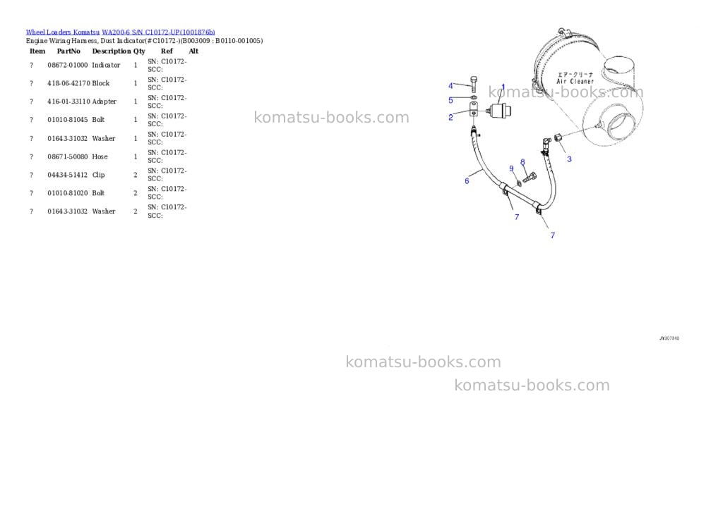 Komatsu WA200-6 S/N C10172-UP Parts catalog cover Page 10