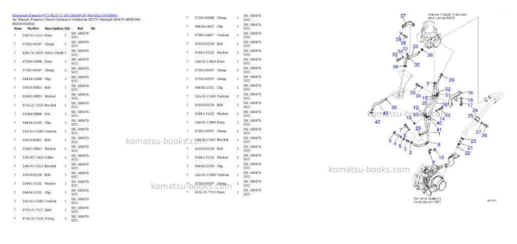 Komatsu PC210LCI-11 S/N 504509-UP (For KAL) Parts catalog cover Page 4