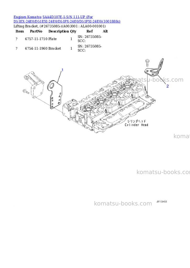 Komatsu SAA4D107E-5 S/N 111-UP (For D51EX-24E0/D51EXI-24E0/D51PX-24E0/D51PXI-24E0) Parts catalog cover Page 2 Komatsu SAA4D107E-5 S/N 111-UP (For D51EX-24E0/D51EXI-24E0/D51PX-24E0/D51PXI-24E0) Parts catalog cover Page 2