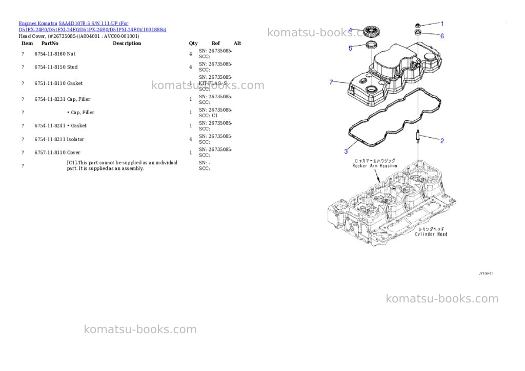Komatsu SAA4D107E-5 S/N 111-UP (For D51EX-24E0/D51EXI-24E0/D51PX-24E0/D51PXI-24E0) Parts catalog cover Page 3 Komatsu SAA4D107E-5 S/N 111-UP (For D51EX-24E0/D51EXI-24E0/D51PX-24E0/D51PXI-24E0) Parts catalog cover Page 3