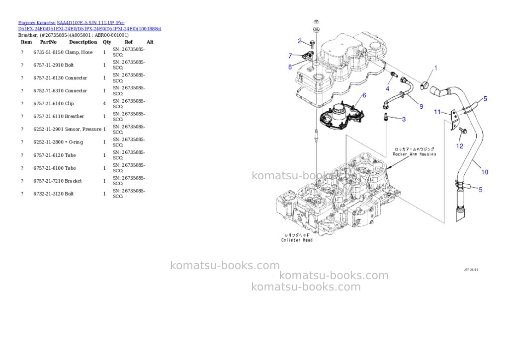 Komatsu SAA4D107E-5 S/N 111-UP (For D51EX-24E0/D51EXI-24E0/D51PX-24E0/D51PXI-24E0) Parts catalog cover Page 4 Komatsu SAA4D107E-5 S/N 111-UP (For D51EX-24E0/D51EXI-24E0/D51PX-24E0/D51PXI-24E0) Parts catalog cover Page 4