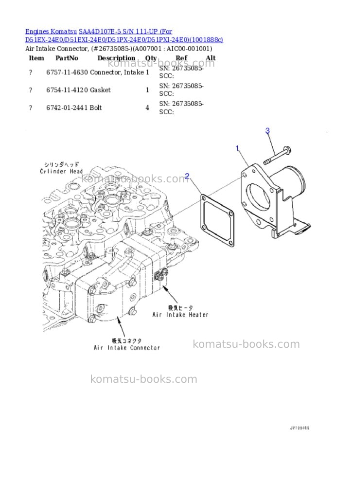 Komatsu SAA4D107E-5 S/N 111-UP (For D51EX-24E0/D51EXI-24E0/D51PX-24E0/D51PXI-24E0) Parts catalog cover Page 6 Komatsu SAA4D107E-5 S/N 111-UP (For D51EX-24E0/D51EXI-24E0/D51PX-24E0/D51PXI-24E0) Parts catalog cover Page 6