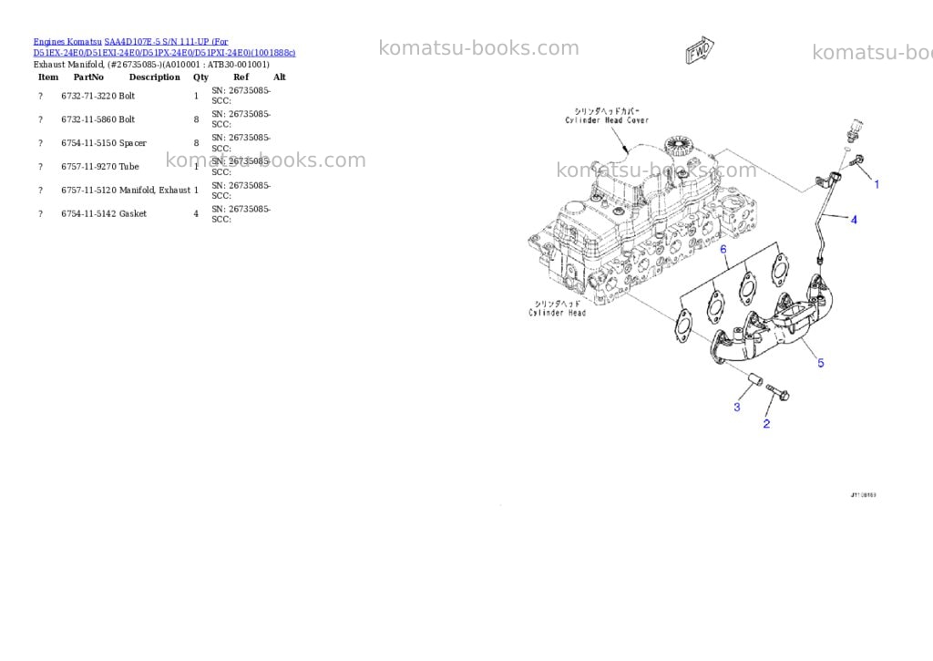 Komatsu SAA4D107E-5 S/N 111-UP (For D51EX-24E0/D51EXI-24E0/D51PX-24E0/D51PXI-24E0) Parts catalog cover Page 9 Komatsu SAA4D107E-5 S/N 111-UP (For D51EX-24E0/D51EXI-24E0/D51PX-24E0/D51PXI-24E0) Parts catalog cover Page 9