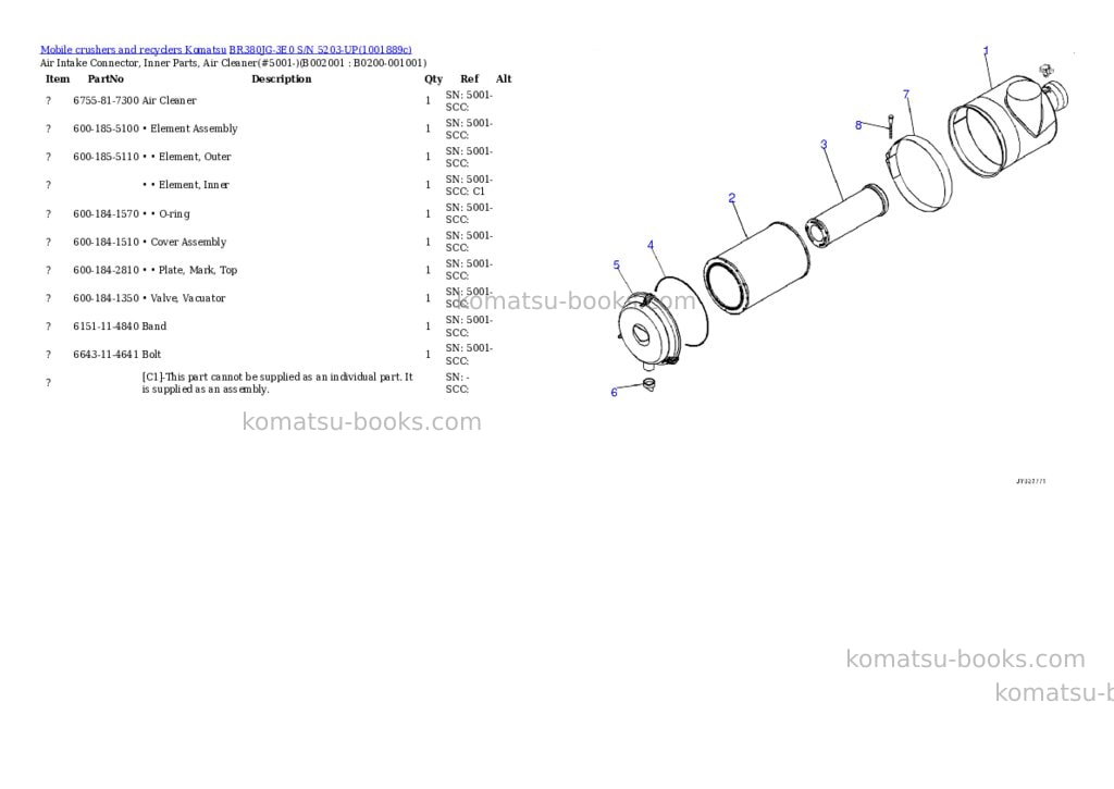 Komatsu BR380JG-3E0 S/N 5203-UP Parts catalog cover Page 2 Komatsu BR380JG-3E0 S/N 5203-UP Parts catalog cover Page 2