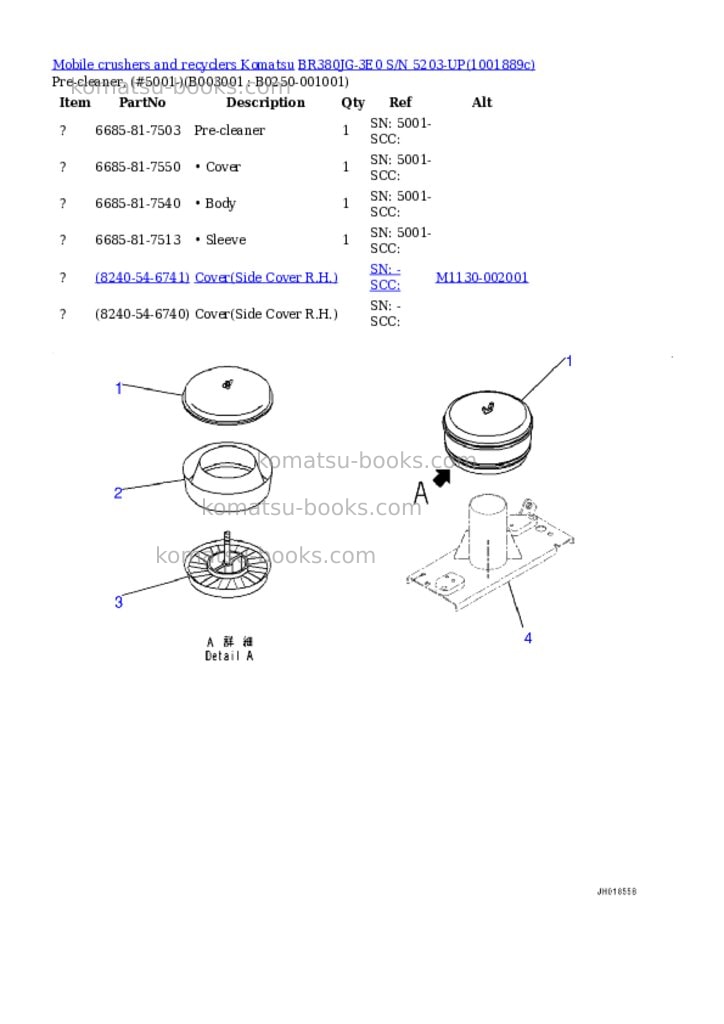 Komatsu BR380JG-3E0 S/N 5203-UP Parts catalog cover Page 6 Komatsu BR380JG-3E0 S/N 5203-UP Parts catalog cover Page 6