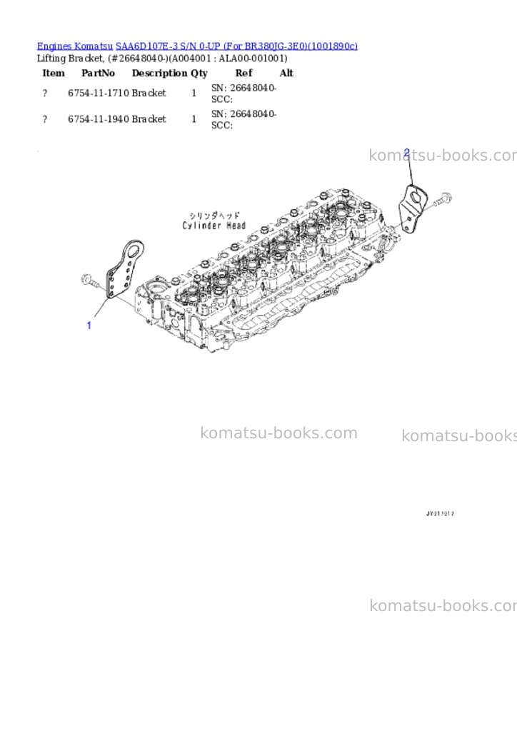 Komatsu SAA6D107E-3 S/N 0-UP (For BR380JG-3E0) Parts catalog cover Page 3