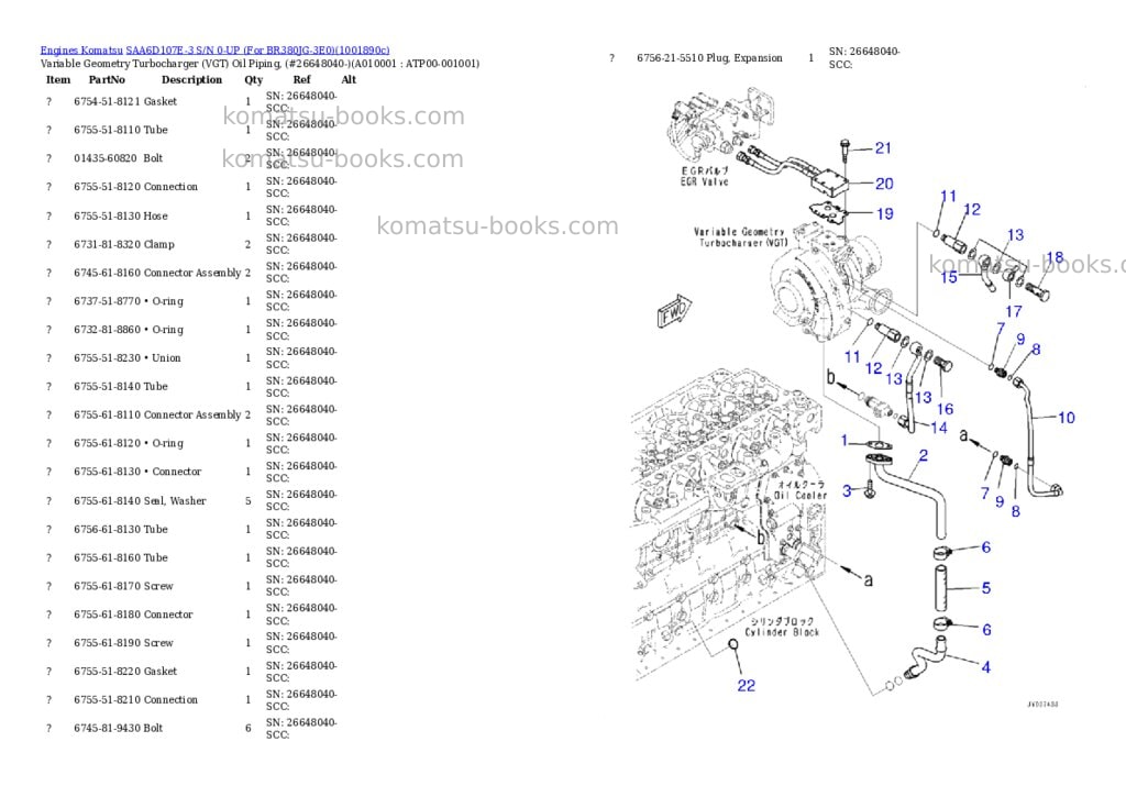 Komatsu SAA6D107E-3 S/N 0-UP (For BR380JG-3E0) Parts catalog cover Page 9