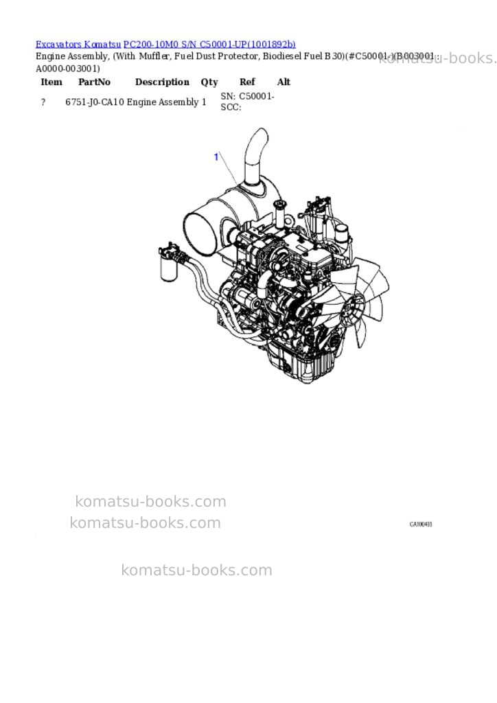Komatsu PC200-10M0 S/N C50001-UP Parts catalog cover Page 4 Komatsu PC200-10M0 S/N C50001-UP Parts catalog cover Page 4