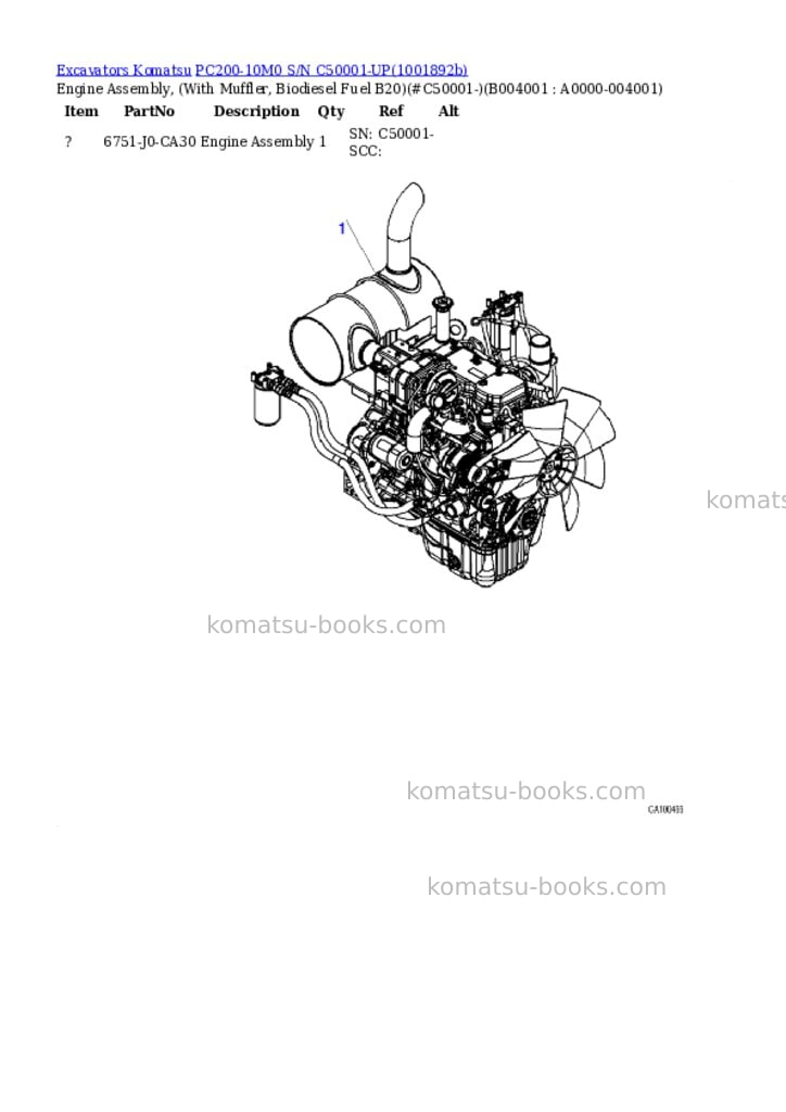 Komatsu PC200-10M0 S/N C50001-UP Parts catalog cover Page 5 Komatsu PC200-10M0 S/N C50001-UP Parts catalog cover Page 5