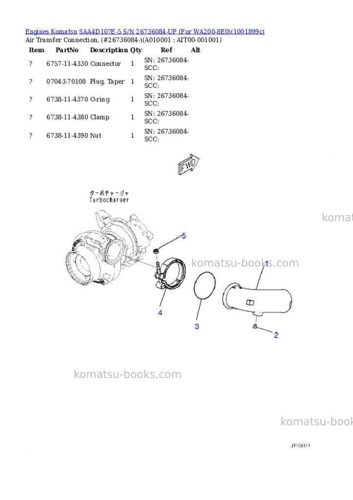 Komatsu SAA4D107E-5 S/N 26736084-UP (For WA200-8E0) Parts catalog cover Page 9
