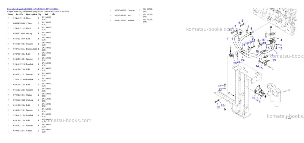 Komatsu PC1250-11R S/N 50001-UP Parts catalog cover