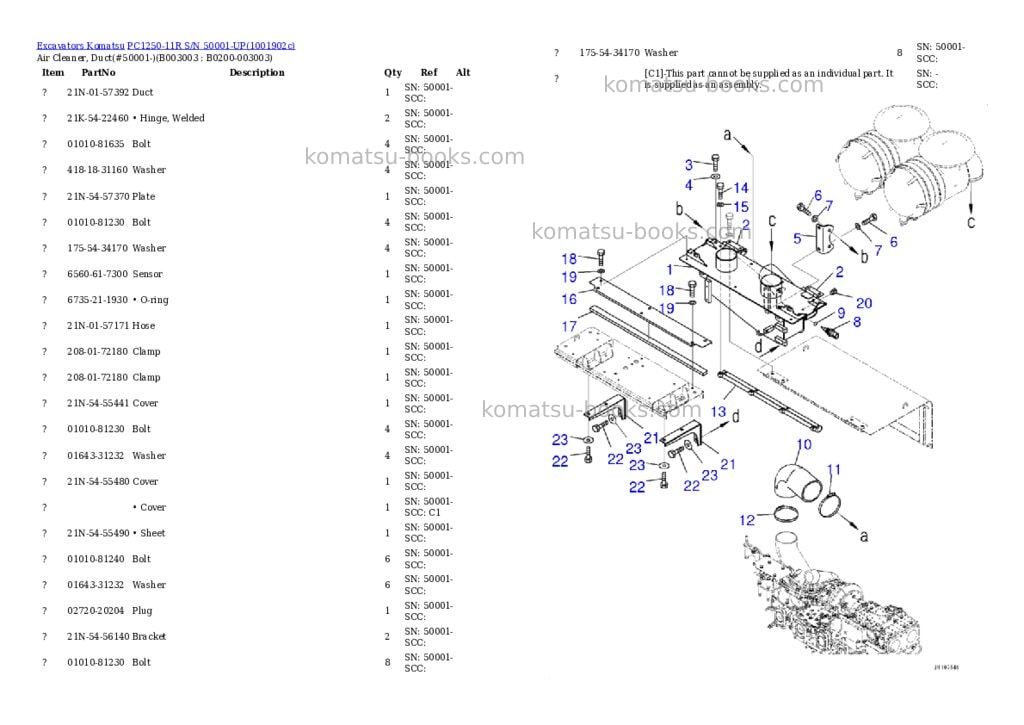 Komatsu PC1250-11R S/N 50001-UP Parts catalog cover Page 10
