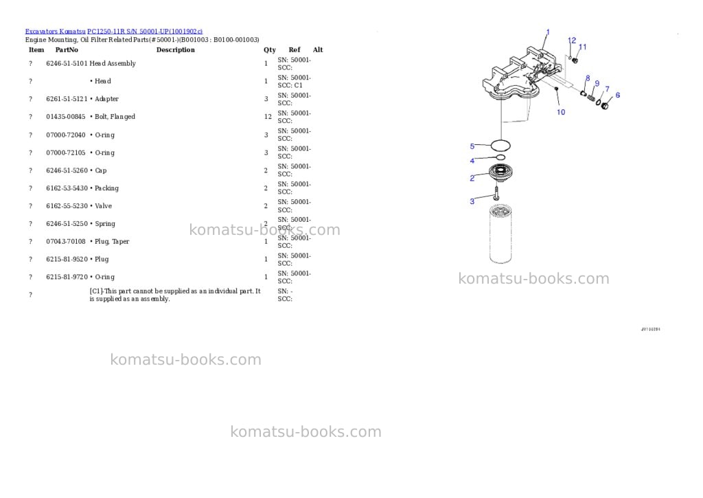 Komatsu PC1250-11R S/N 50001-UP Parts catalog cover Page 2