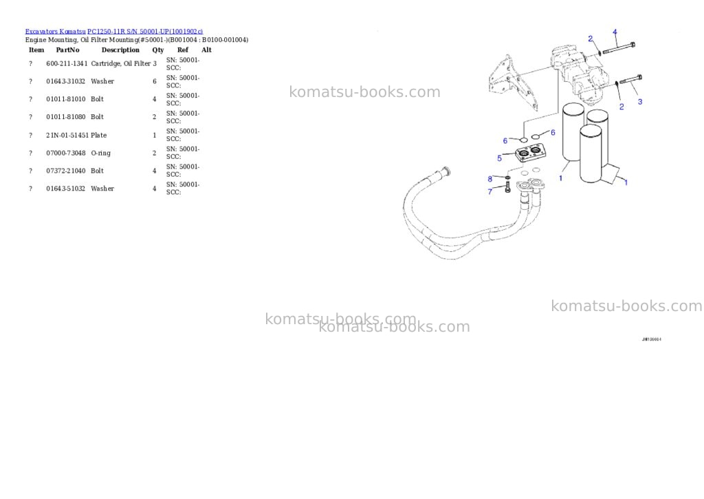 Komatsu PC1250-11R S/N 50001-UP Parts catalog cover Page 3