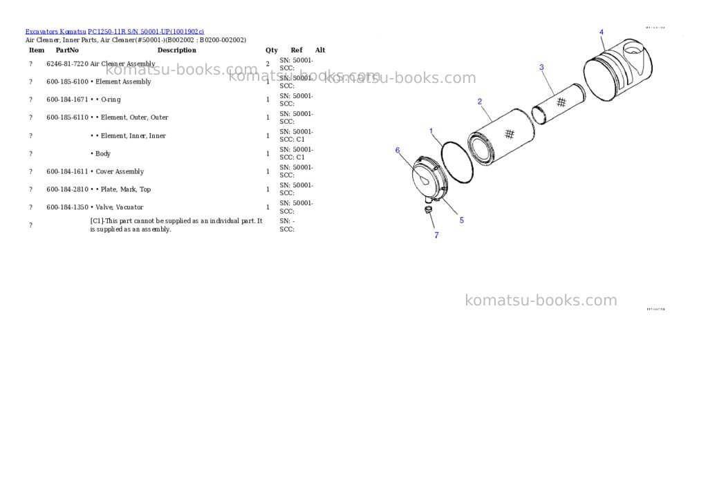 Komatsu PC1250-11R S/N 50001-UP Parts catalog cover Page 5