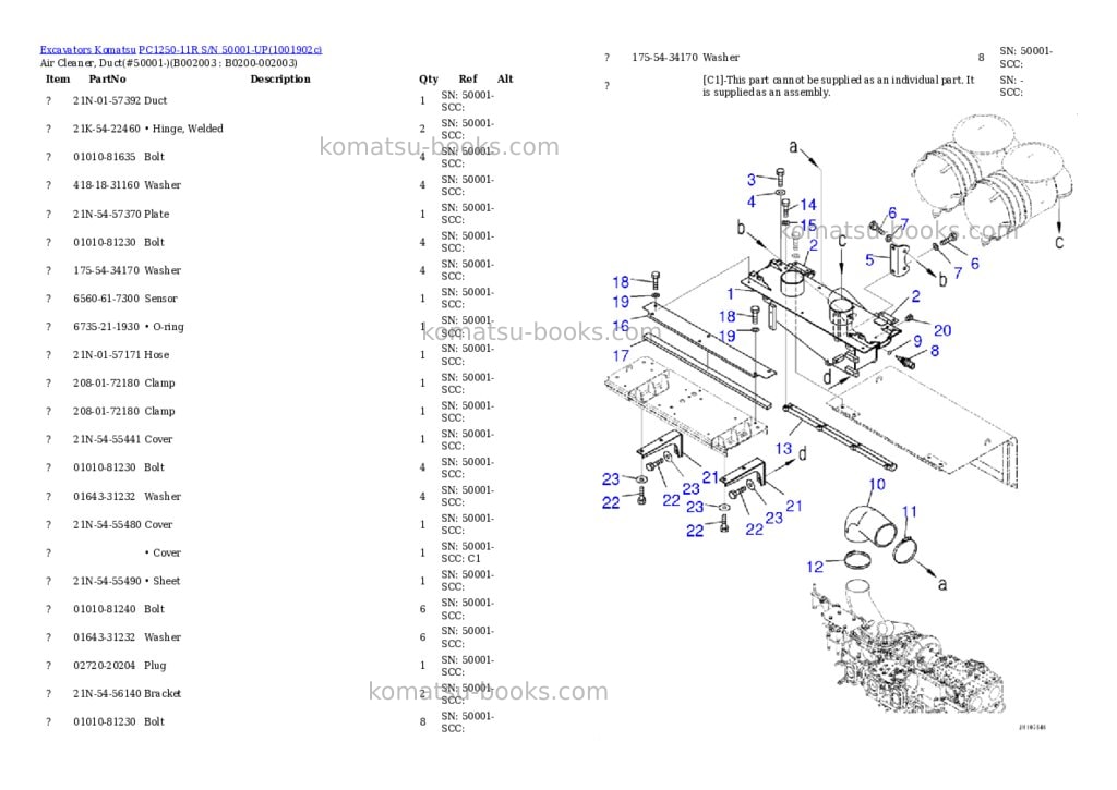 Komatsu PC1250-11R S/N 50001-UP Parts catalog cover Page 6