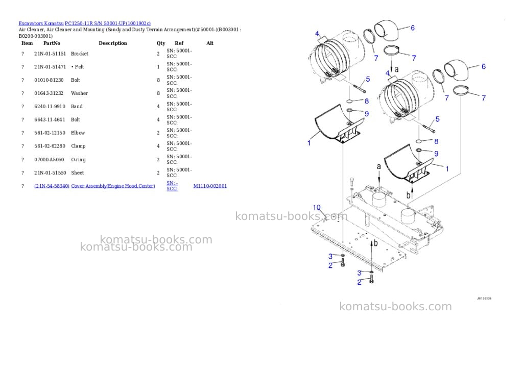 Komatsu PC1250-11R S/N 50001-UP Parts catalog cover Page 8