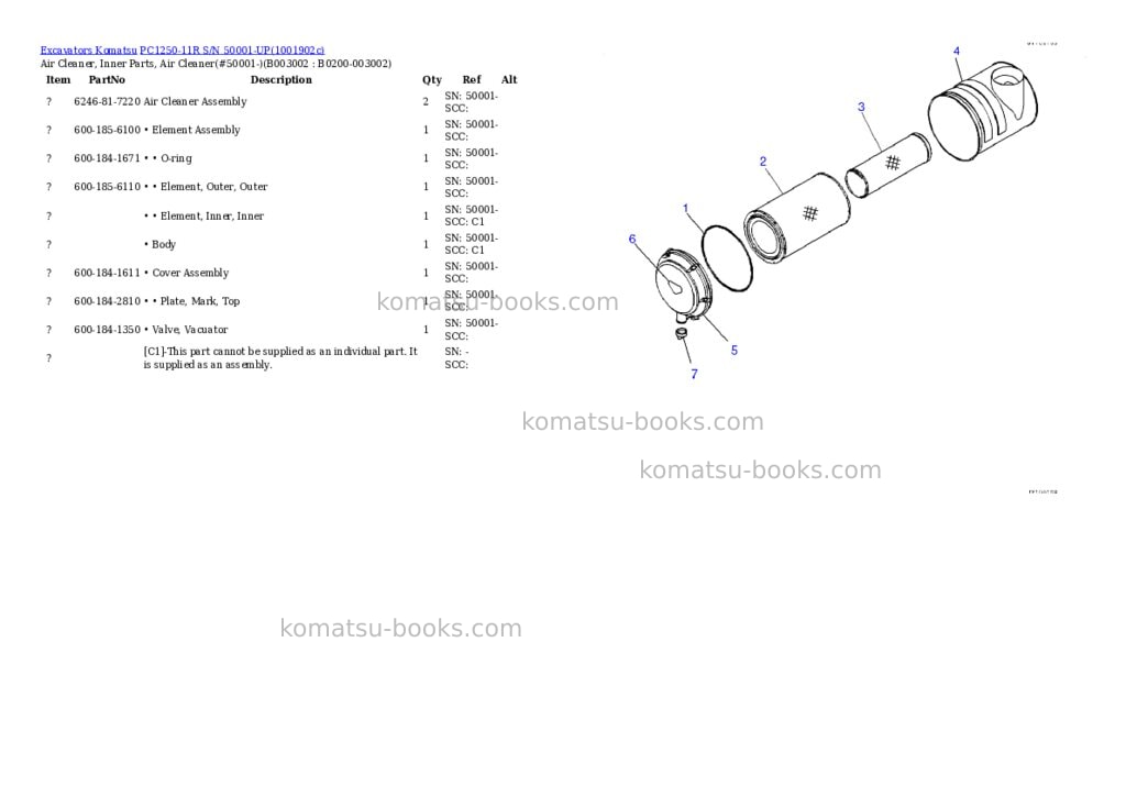 Komatsu PC1250-11R S/N 50001-UP Parts catalog cover Page 9