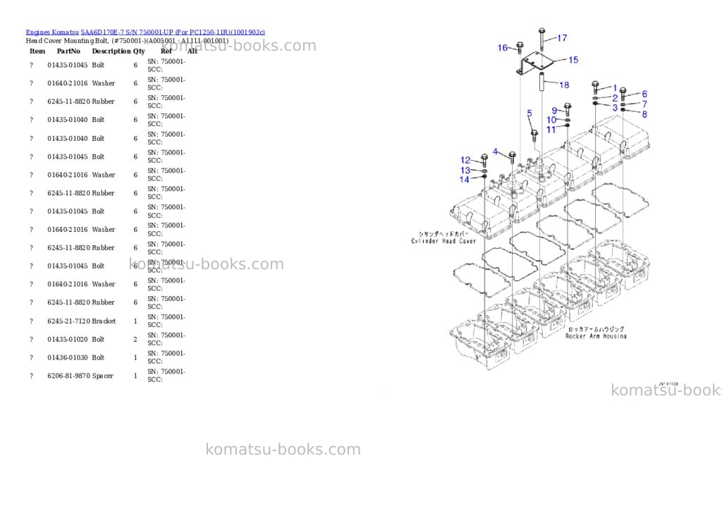 Komatsu SAA6D170E-7 S/N 750001-UP (For PC1250-11R) Parts catalog cover Page 4 Komatsu SAA6D170E-7 S/N 750001-UP (For PC1250-11R) Parts catalog cover Page 4