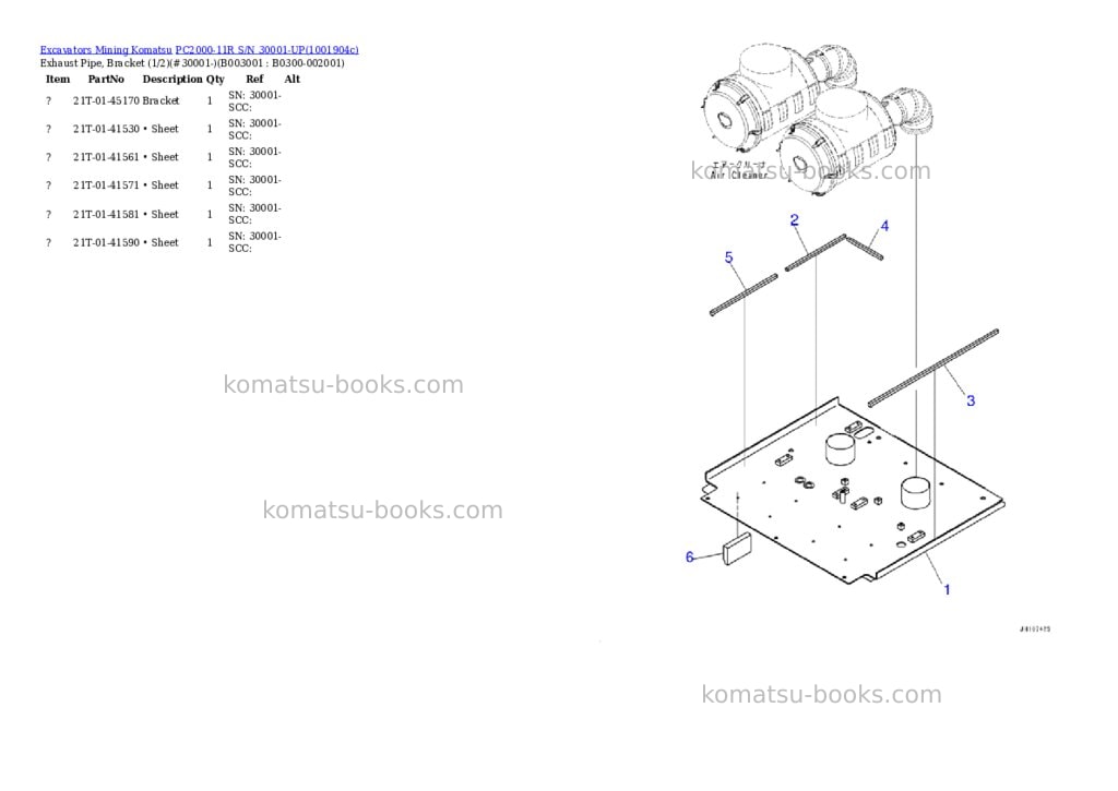 Komatsu PC2000-11R S/N 30001-UP Parts catalog cover Page 4 Komatsu PC2000-11R S/N 30001-UP Parts catalog cover Page 4