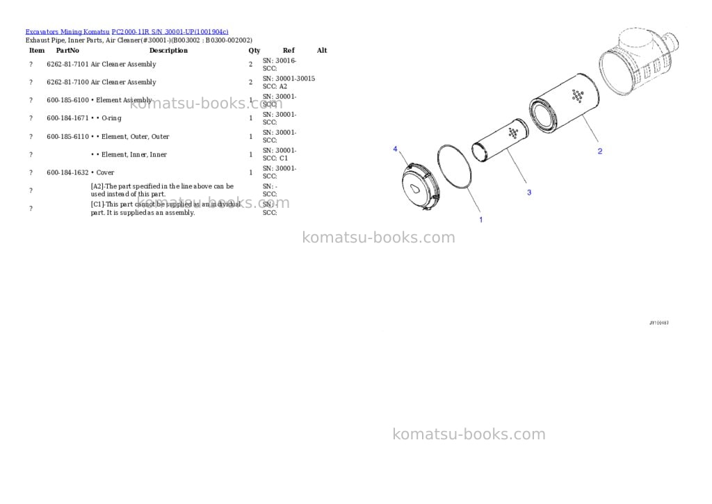 Komatsu PC2000-11R S/N 30001-UP Parts catalog cover Page 5 Komatsu PC2000-11R S/N 30001-UP Parts catalog cover Page 5