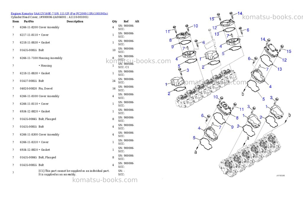 Komatsu SAA12V140E-7 S/N 111-UP (For PC2000-11R) Parts catalog cover Page 3 Komatsu SAA12V140E-7 S/N 111-UP (For PC2000-11R) Parts catalog cover Page 3