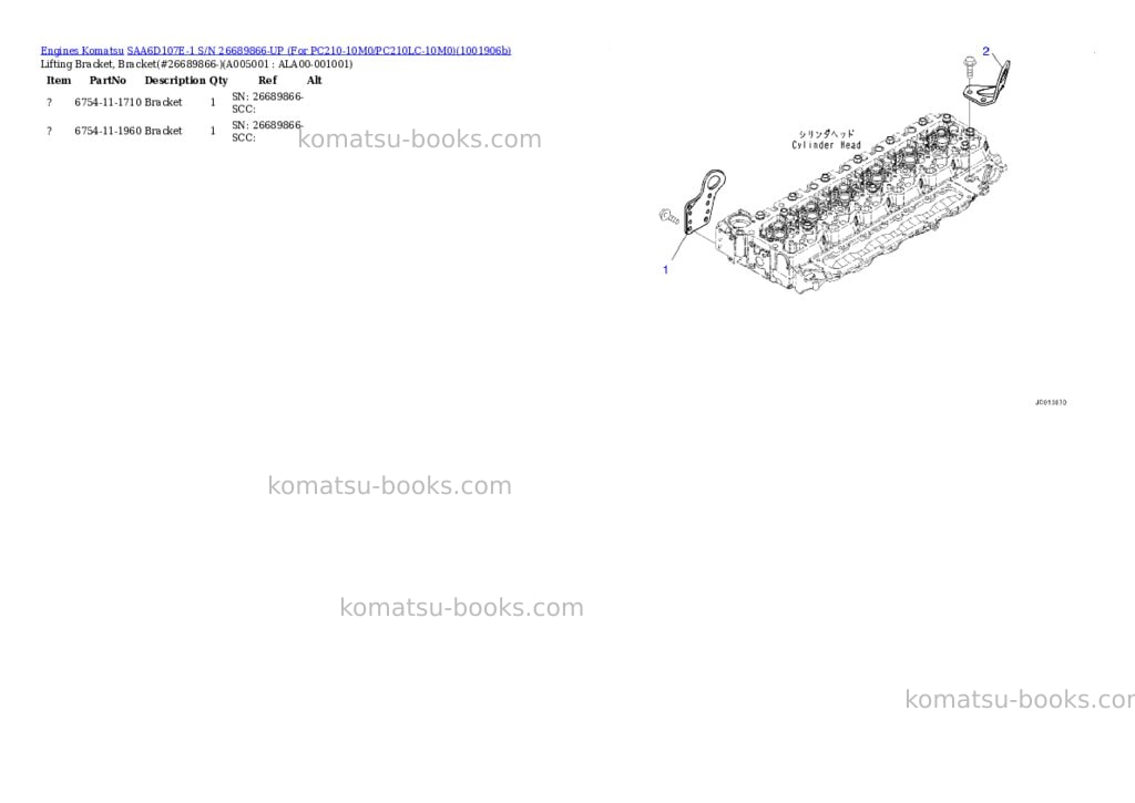 Komatsu SAA6D107E-1 S/N 26689866-UP (For PC210-10M0/PC210LC-10M0) Parts catalog cover Page 5