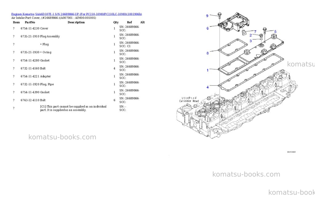 Komatsu SAA6D107E-1 S/N 26689866-UP (For PC210-10M0/PC210LC-10M0) Parts catalog cover Page 7