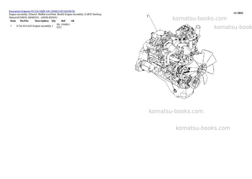 Komatsu PC210-10M0 S/N C00001-UP Parts catalog cover Page 4 Komatsu PC210-10M0 S/N C00001-UP Parts catalog cover Page 4