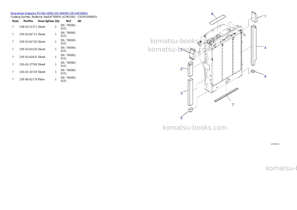 Komatsu PC200-10M0 S/N 600001-UP Parts catalog cover Page 10