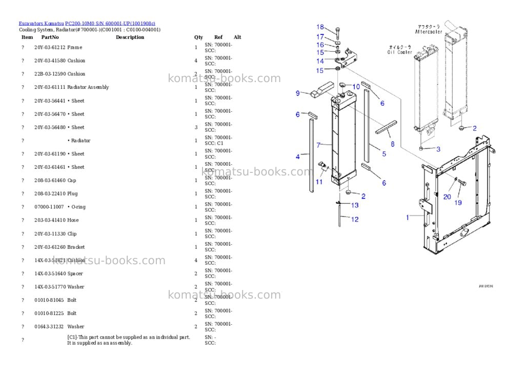 Komatsu PC200-10M0 S/N 600001-UP Parts catalog cover Page 6