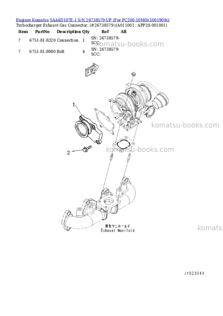 Komatsu SAA4D107E-1 S/N 26738579-UP (For PC200-10M0) Parts catalog cover Page 10 Komatsu SAA4D107E-1 S/N 26738579-UP (For PC200-10M0) Parts catalog cover Page 10