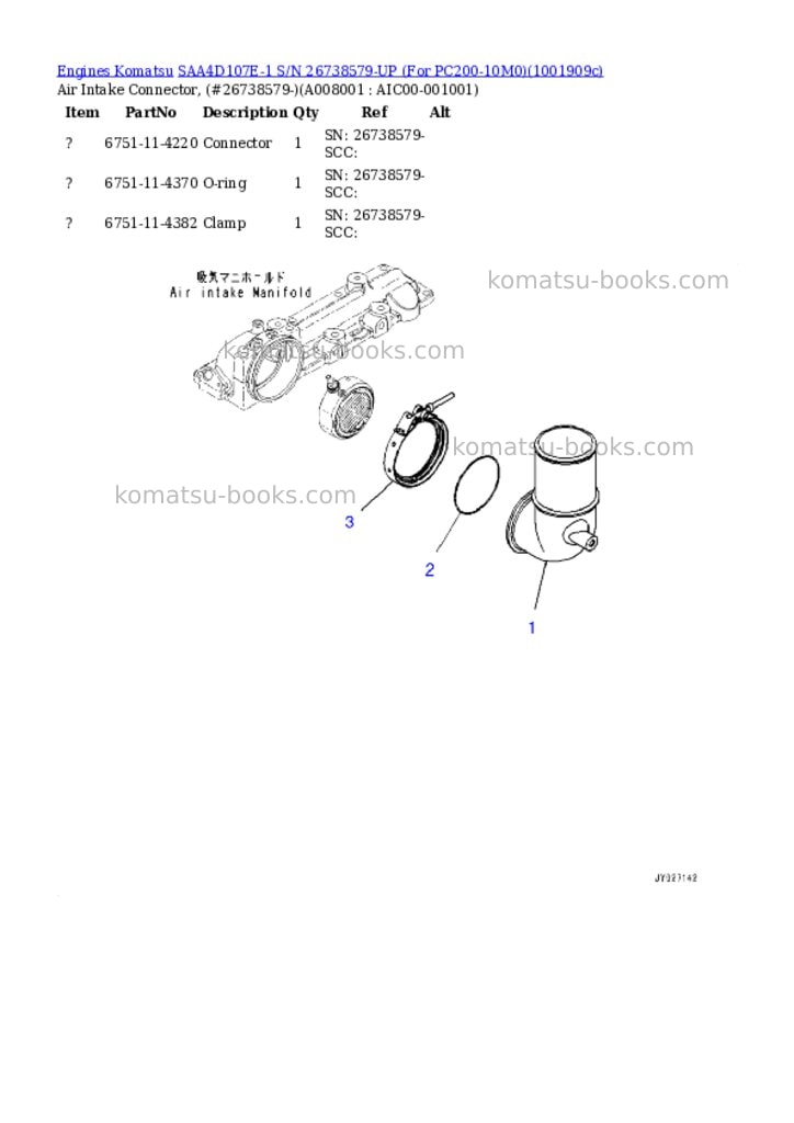 Komatsu SAA4D107E-1 S/N 26738579-UP (For PC200-10M0) Parts catalog cover Page 7 Komatsu SAA4D107E-1 S/N 26738579-UP (For PC200-10M0) Parts catalog cover Page 7