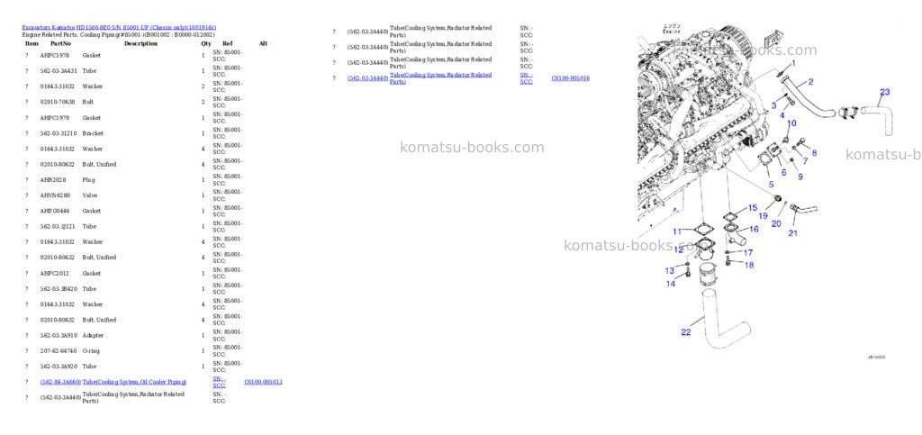 Komatsu HD1500-8E0 S/N 85001-UP (Chassis only) Parts catalog cover