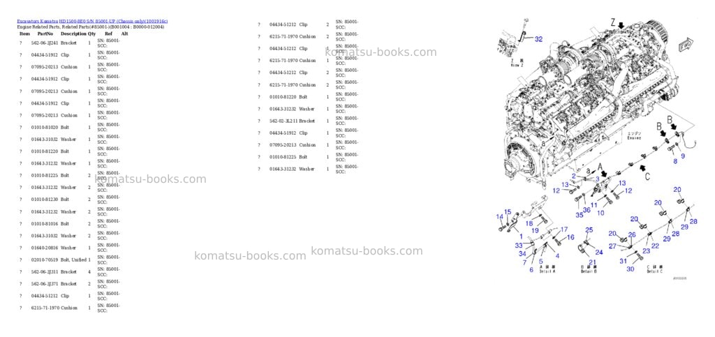 Komatsu HD1500-8E0 S/N 85001-UP (Chassis only) Parts catalog cover Page 3