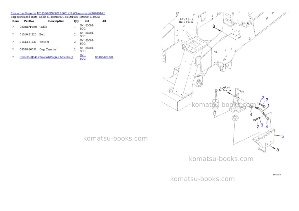 Komatsu HD1500-8E0 S/N 85001-UP (Chassis only) Parts catalog cover Page 4