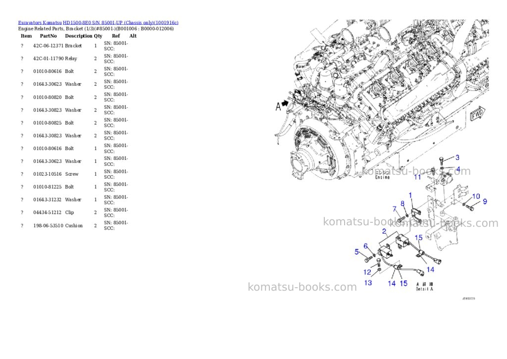 Komatsu HD1500-8E0 S/N 85001-UP (Chassis only) Parts catalog cover Page 5