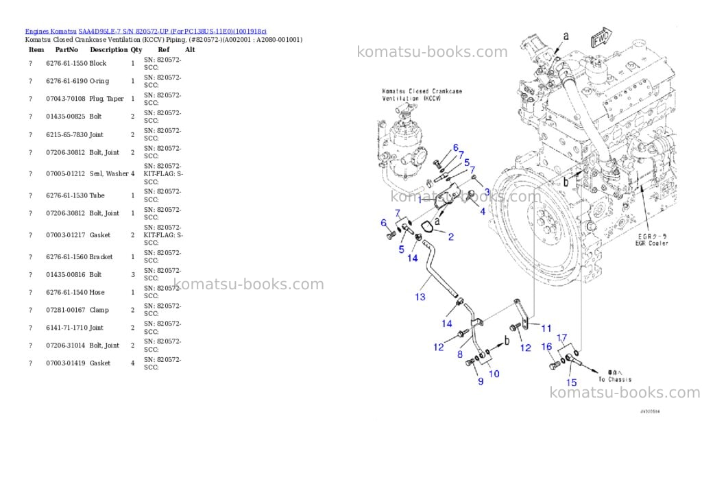 Komatsu SAA4D95LE-7 S/N 820572-UP (For PC138US-11E0) Parts catalog cover Komatsu SAA4D95LE-7 S/N 820572-UP (For PC138US-11E0) Parts catalog cover