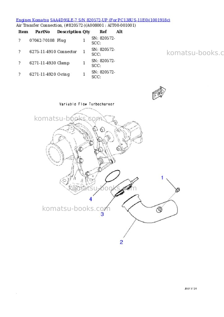 Komatsu SAA4D95LE-7 S/N 820572-UP (For PC138US-11E0) Parts catalog cover Page 7 Komatsu SAA4D95LE-7 S/N 820572-UP (For PC138US-11E0) Parts catalog cover Page 7