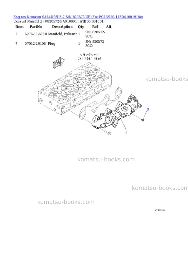 Komatsu SAA4D95LE-7 S/N 820572-UP (For PC138US-11E0) Parts catalog cover Page 9 Komatsu SAA4D95LE-7 S/N 820572-UP (For PC138US-11E0) Parts catalog cover Page 9