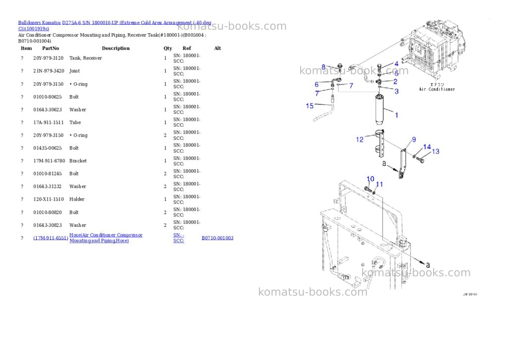 Komatsu D275A-6 S/N 1800010-UP (Extreme Cold Area Arrangement (-40 deg C)) Parts catalog cover Page 7 Komatsu D275A-6 S/N 1800010-UP (Extreme Cold Area Arrangement (-40 deg C)) Parts catalog cover Page 7