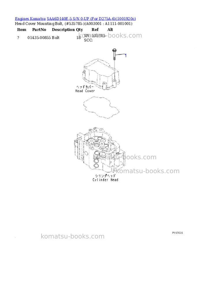 Komatsu SAA6D140E-5 S/N 0-UP (For D275A-6) Parts catalog cover Page 3 Komatsu SAA6D140E-5 S/N 0-UP (For D275A-6) Parts catalog cover Page 3