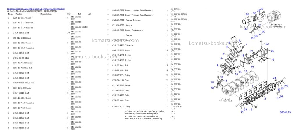 Komatsu SAA6D140E-5 S/N 0-UP (For D275A-6) Parts catalog cover Page 4 Komatsu SAA6D140E-5 S/N 0-UP (For D275A-6) Parts catalog cover Page 4