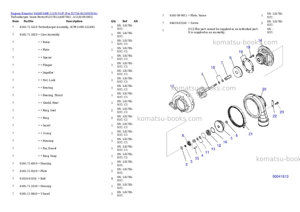 Komatsu SAA6D140E-5 S/N 0-UP (For D275A-6) Parts catalog cover Page 8 Komatsu SAA6D140E-5 S/N 0-UP (For D275A-6) Parts catalog cover Page 8